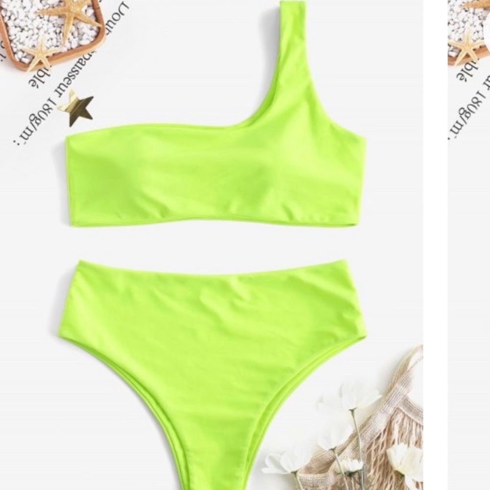 Neon Green, One-shoulder bikini set